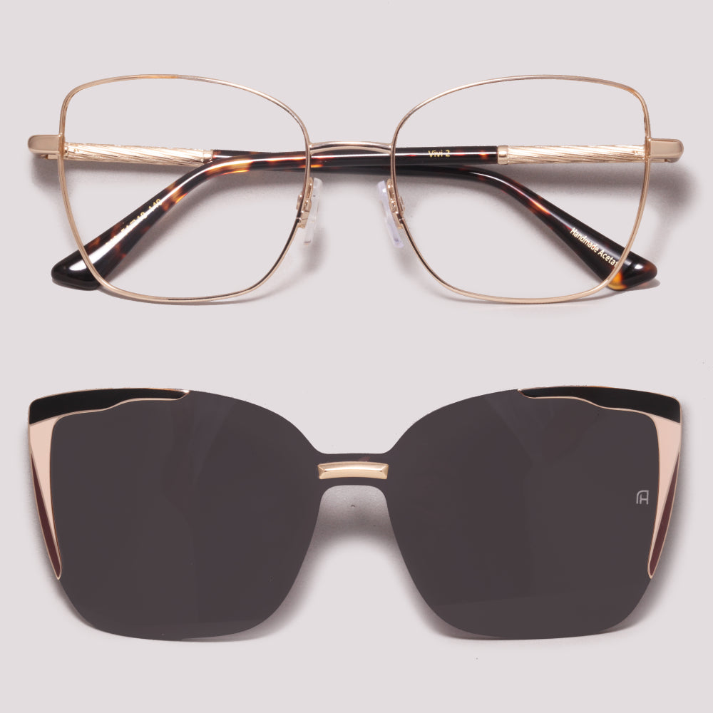 Ana Hickmann Vivi 2 Clip on 04A Dourado Brilho Preto - Grau - 54 mm