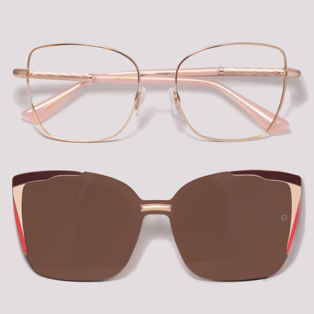 Ana Hickmann Vivi 2 Clip on 04B Dourado Brilho Marrom - Grau - 54 mm