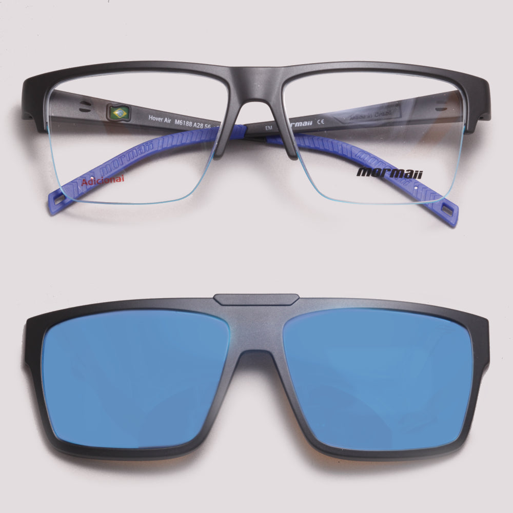 Mormaii Hover Air Clip on Preto Fosco e Azul/ Azul Espelhado - Grau - 56 mm