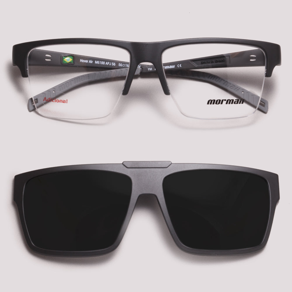 Mormaii Hover Air Clip on Preto Fosco com Laranja - Grau - 56 mm