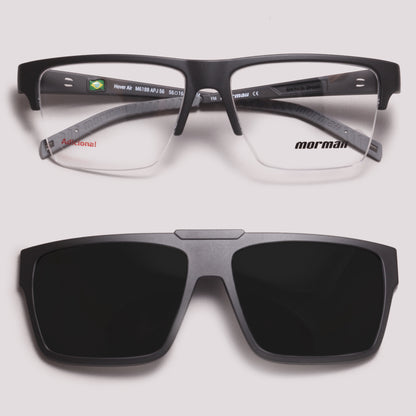 Mormaii Hover Air Clip on Preto Fosco com Laranja - Grau - 56 mm