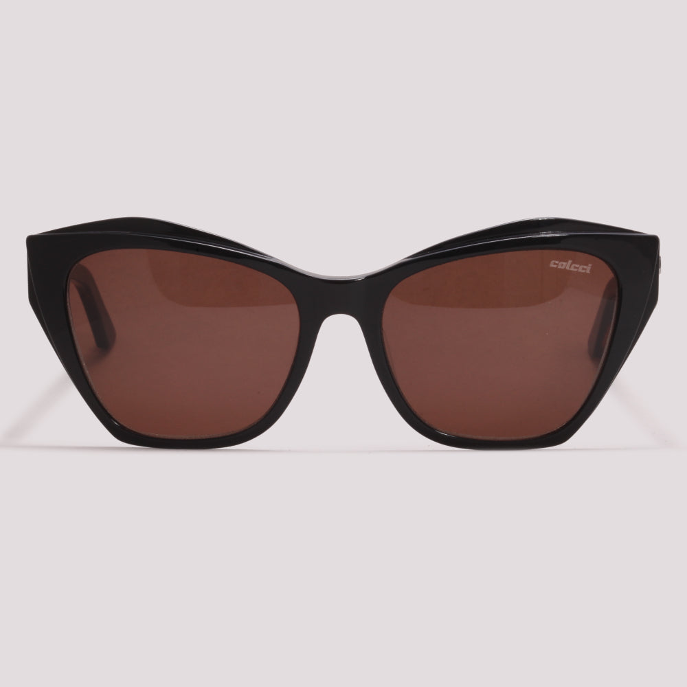 Colcci Luiza Sun Preto Brilho e Roxo Mesclado Marrom - Sol - 55 mm