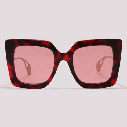 Gucci GG0435S 005 Vermelho Mesclado Rosa - Sol - 51 mm