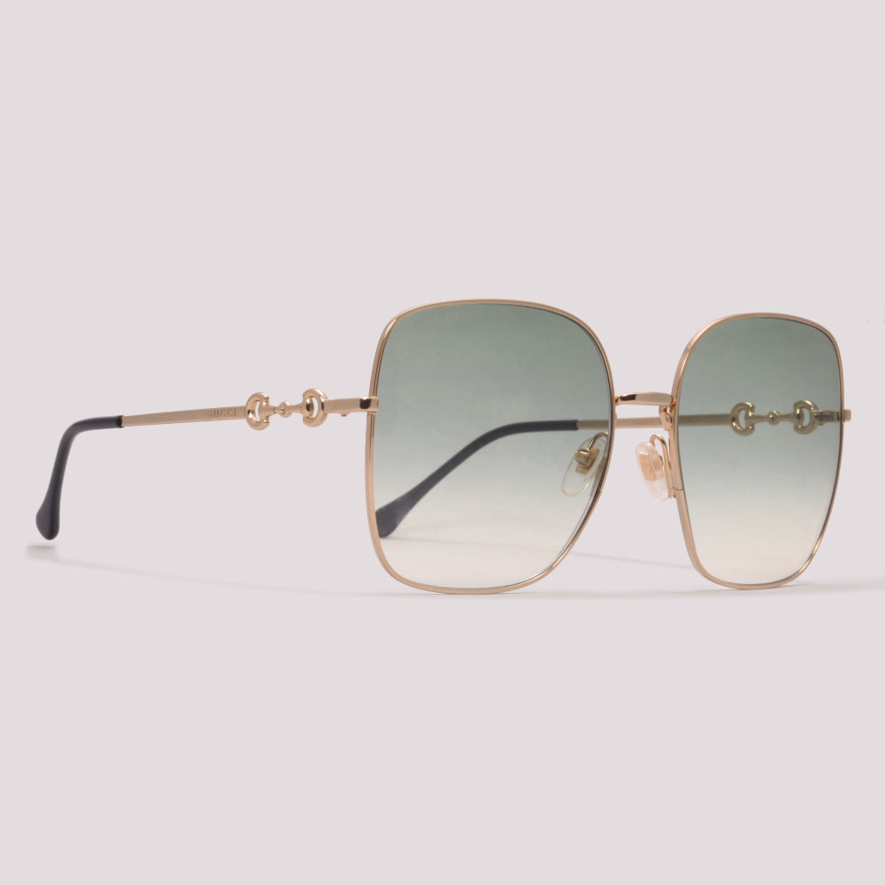 Gucci GG0879S 003 Dourado Brilho Verde Degradê - Sol - 61 mm
