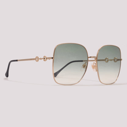 Gucci GG0879S 003 Dourado Brilho Verde Degradê - Sol - 61 mm