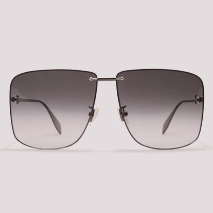 Alexander McQueen AM0343S 001 Cinza Brilho Preto Degradê - Sol - 64 mm