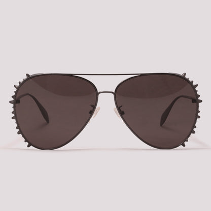 Alexander McQueen AM0308S 001 Cinza Brilho Preto - Sol - 63 mm