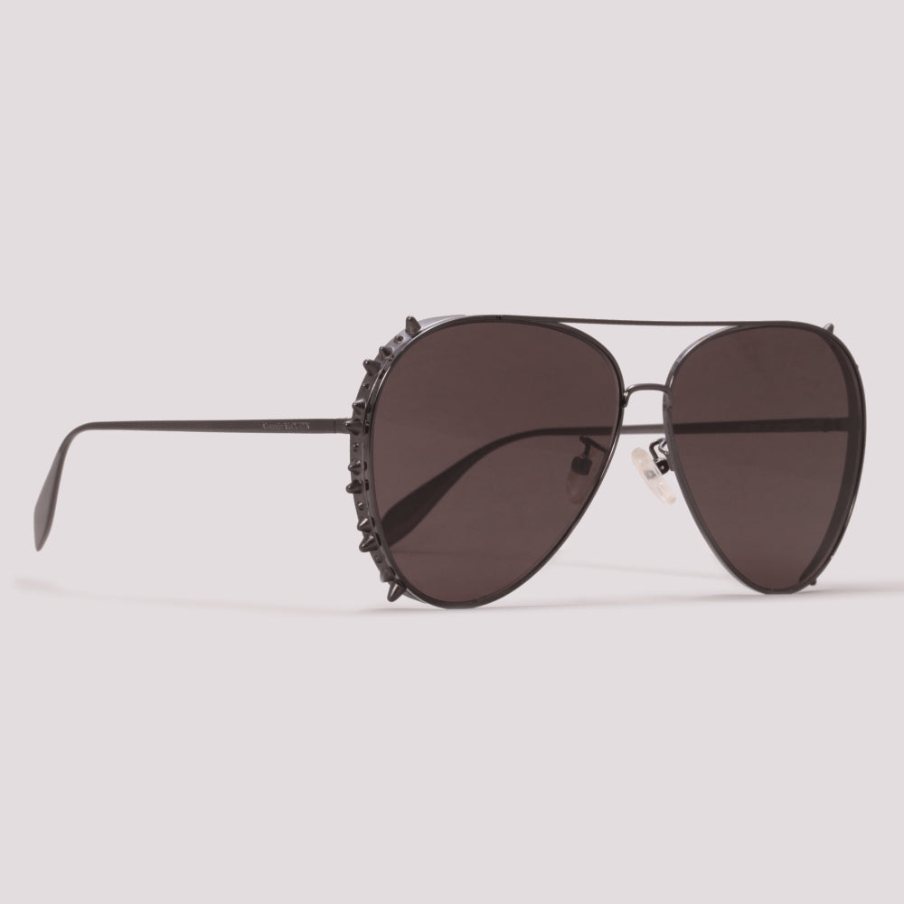 Alexander McQueen AM0308S 001 Cinza Brilho Preto - Sol - 63 mm