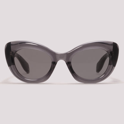 Alexander McQueen AM0403S 002 Cinza Translúcido Preto - Sol - 52 mm