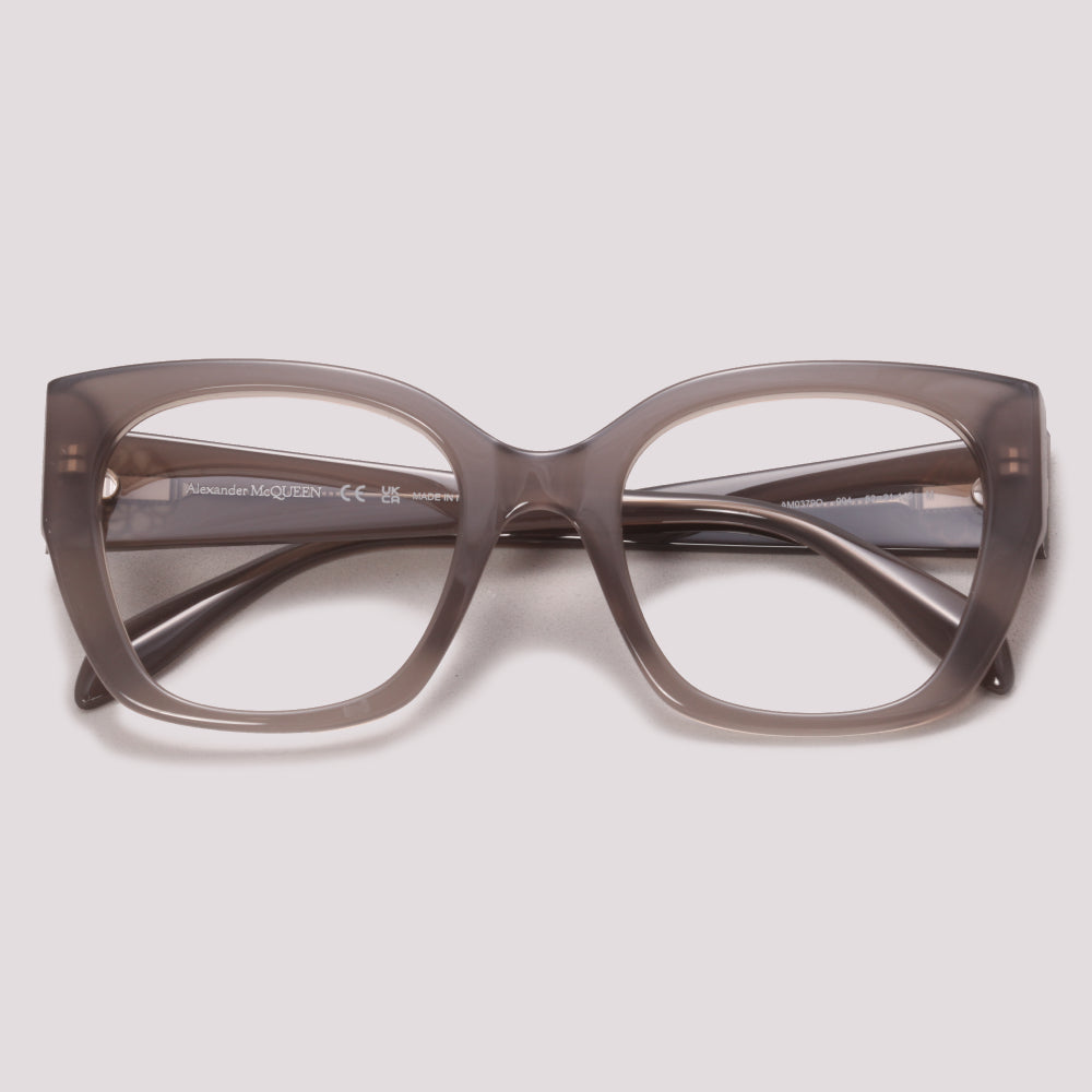 Alexander McQueen AM0379O 004 Cinza Translúcido - Grau - 52 mm