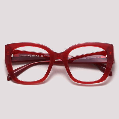Alexander McQueen AM0379O 003 Vermelho Brilho Translúcido - Grau - 52 mm