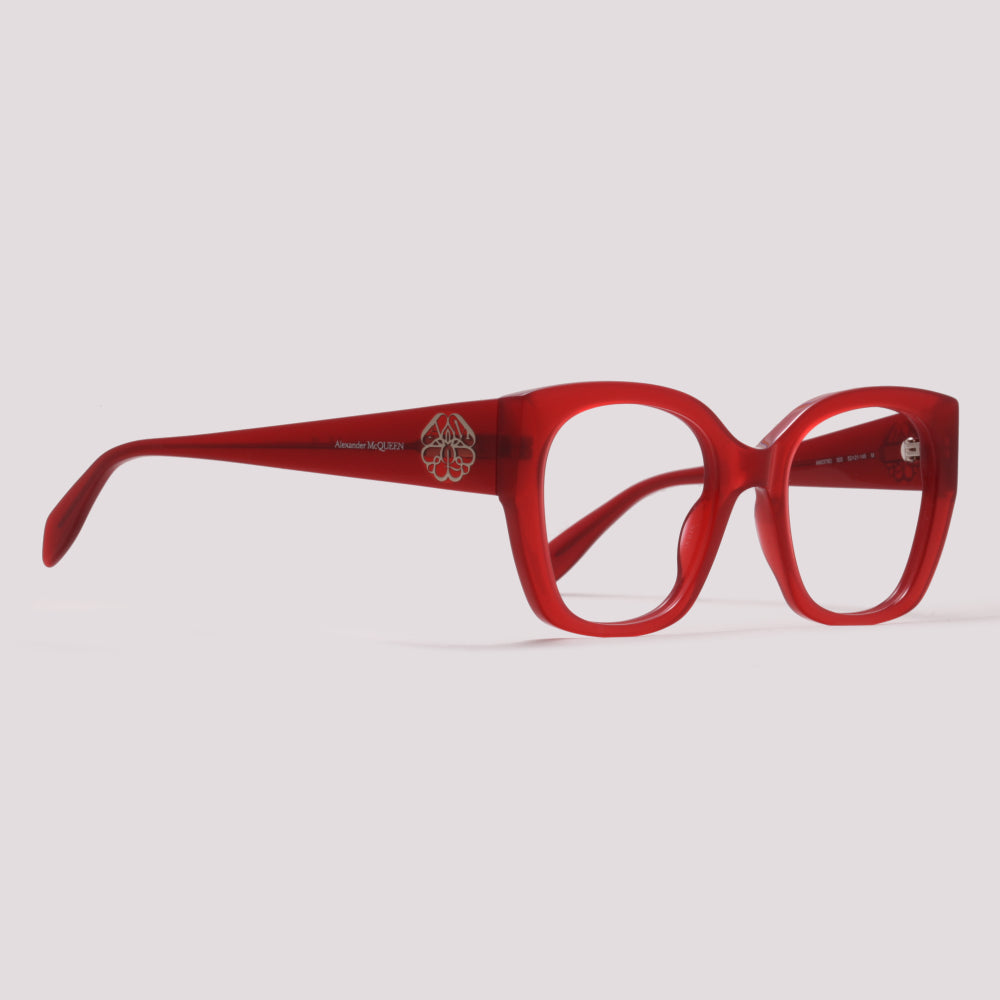 Alexander McQueen AM0379O 003 Vermelho Brilho Translúcido - Grau - 52 mm