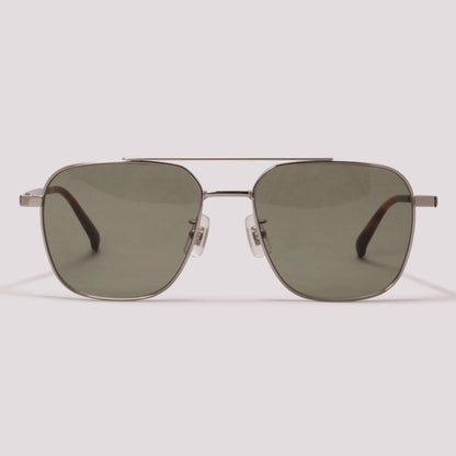 Dunhill DU0014S 004 Prata Brilho Verde G15 - Sol - 54 mm