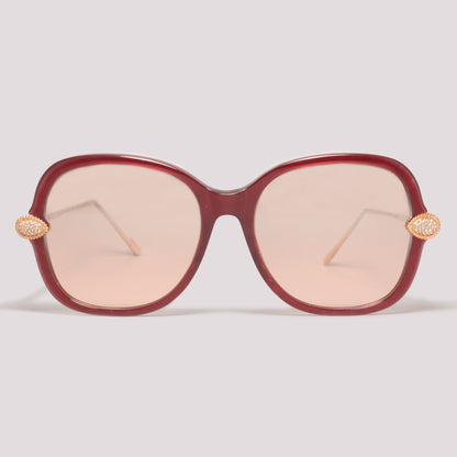 Boucheron BC0032S 005 Vermelho Brilho Marrom Degradê Espelhado - Sol - 55 mm