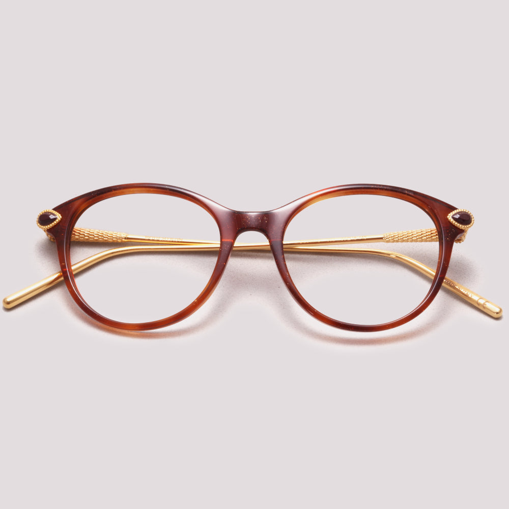 Boucheron BC0117O 002 Marrom Glitter e Dourado - Grau - 50 mm