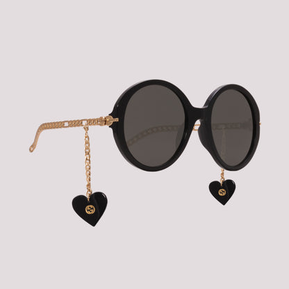 Gucci GG0726S 005 Preto Brilho Preto - Sol - 56 mm