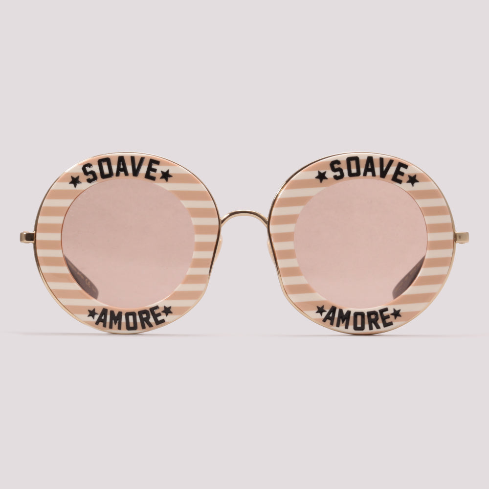Gucci GG0113S 009 Dourado Brilho Rosa - Sol - 44 mm
