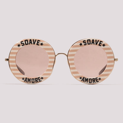 Gucci GG0113S 009 Dourado Brilho Rosa - Sol - 44 mm