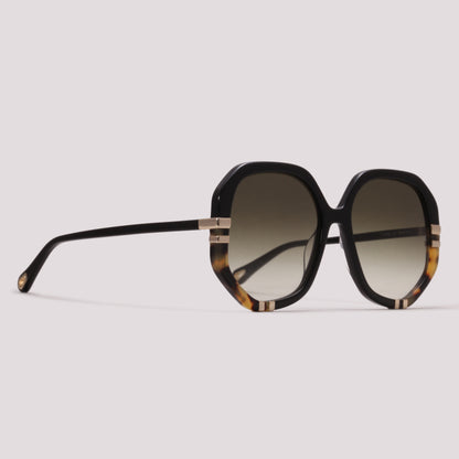 Chloé CH0105S 002 Preto e Marrom Mesclado Brilho Marrom Degradê - Sol - 58 mm