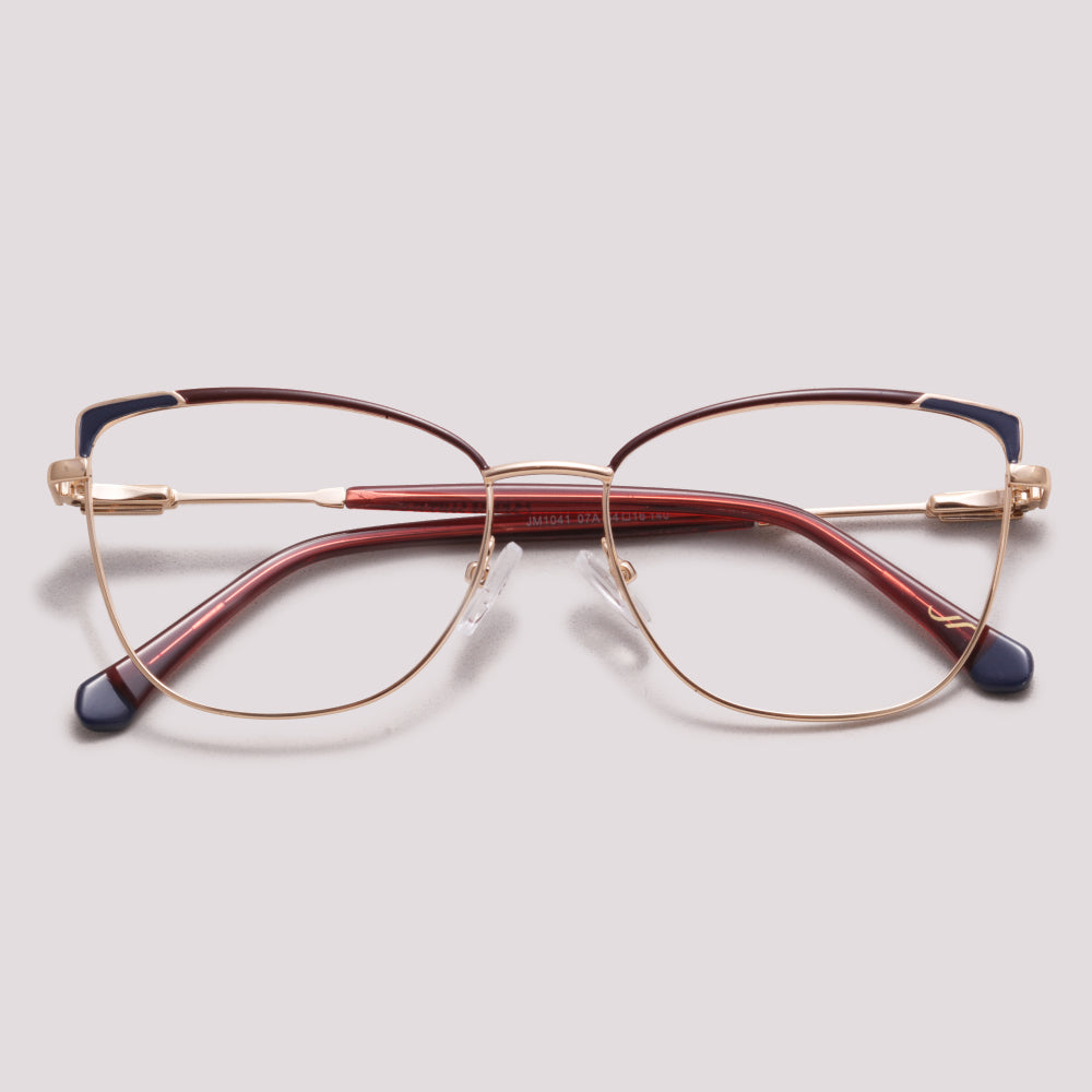 Jean Marcell JM1041 07A Dourado e Vermelho - Grau - 54 mm – Óculos