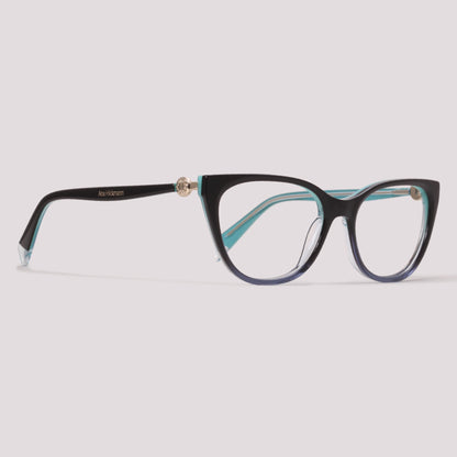 Ana Hickmann Vivi 5 Clip on A02 Preto e Azul Brilho Preto Degradê - Grau - 55 mm