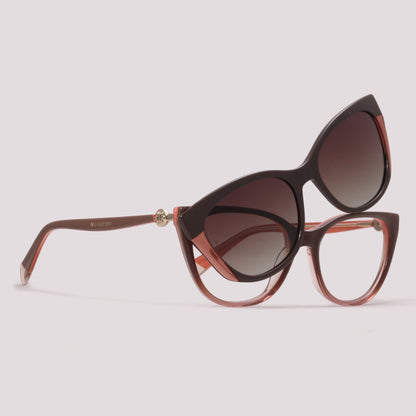 Ana Hickmann Vivi 5 Clip on Marrom Translúcido Marrom Degradê - Grau - 55 mm