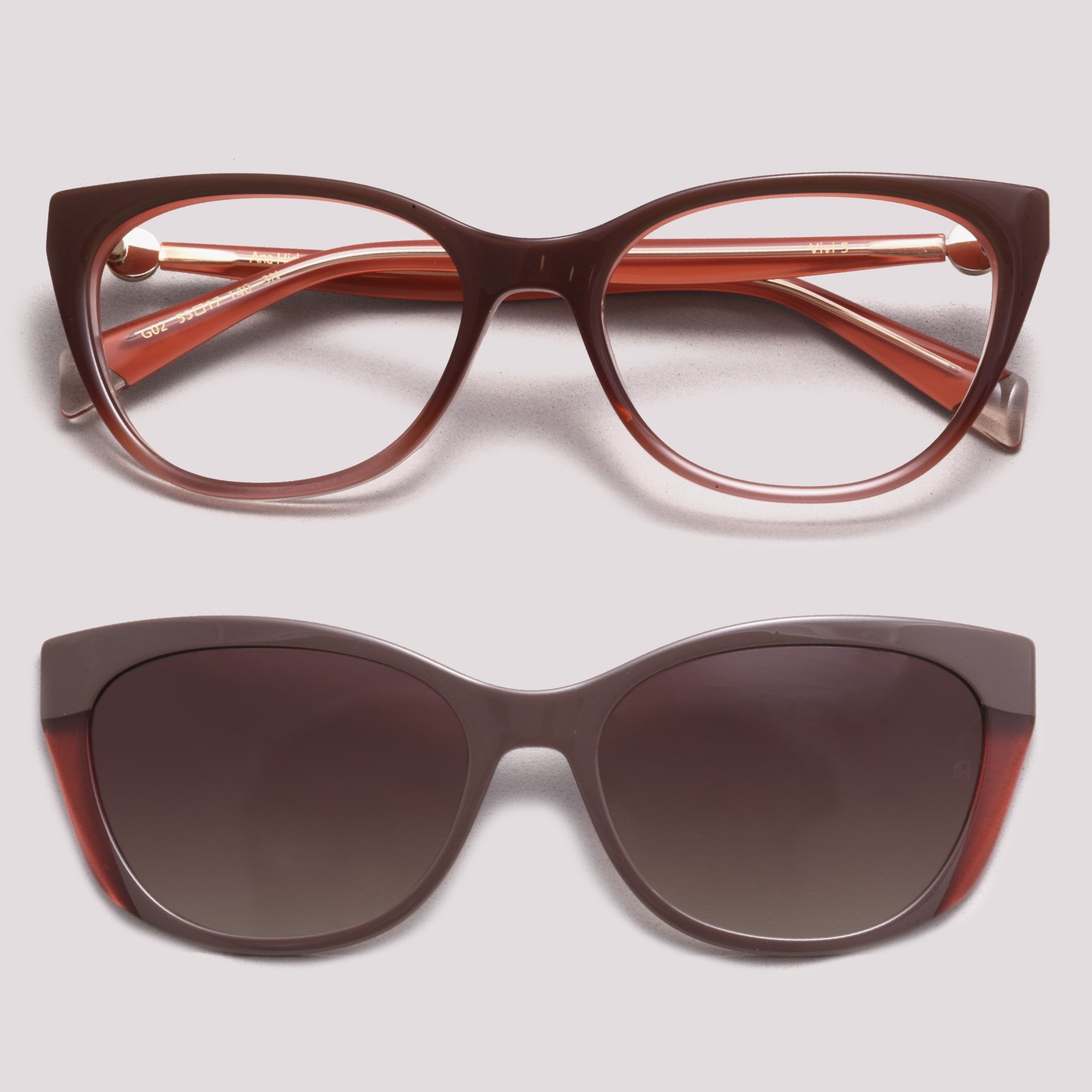 Ana Hickmann Vivi 5 Clip on Marrom Translúcido Marrom Degradê - Grau - 55 mm