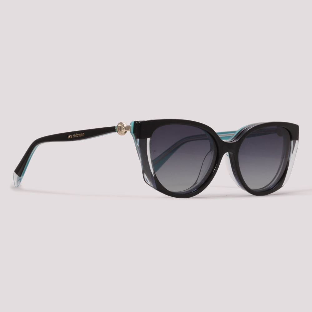 Ana Hickmann Vivi 6 Clip on A02 Preto Brilho e Azul Preto Degradê - Grau - 53 mm