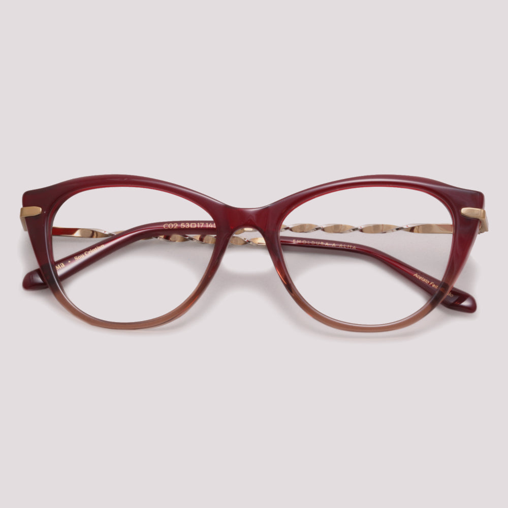 Anima Sou Criativa C02 Vinho Degradê - Grau - 53 mm