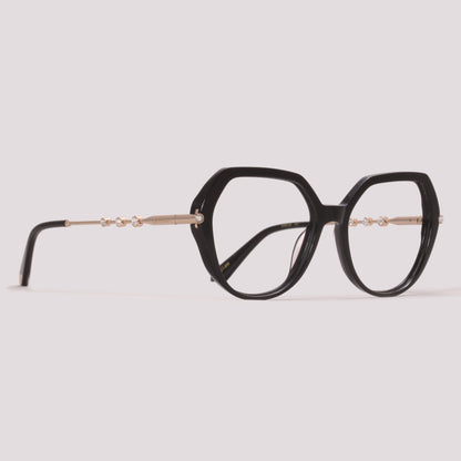 Ana Hickmann AH60058 A01 Preto e Dourado Brilho - Grau - 54 mm