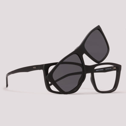 HB 0380 Switch Clip on Matte Black Gray Polarized - Grau - 50 mm