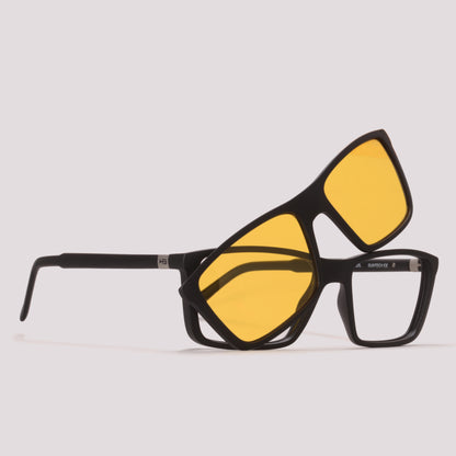 HB Swtich 0379 Clip on Preto Fosco Preto + Night Drive - Grau - 55 mm