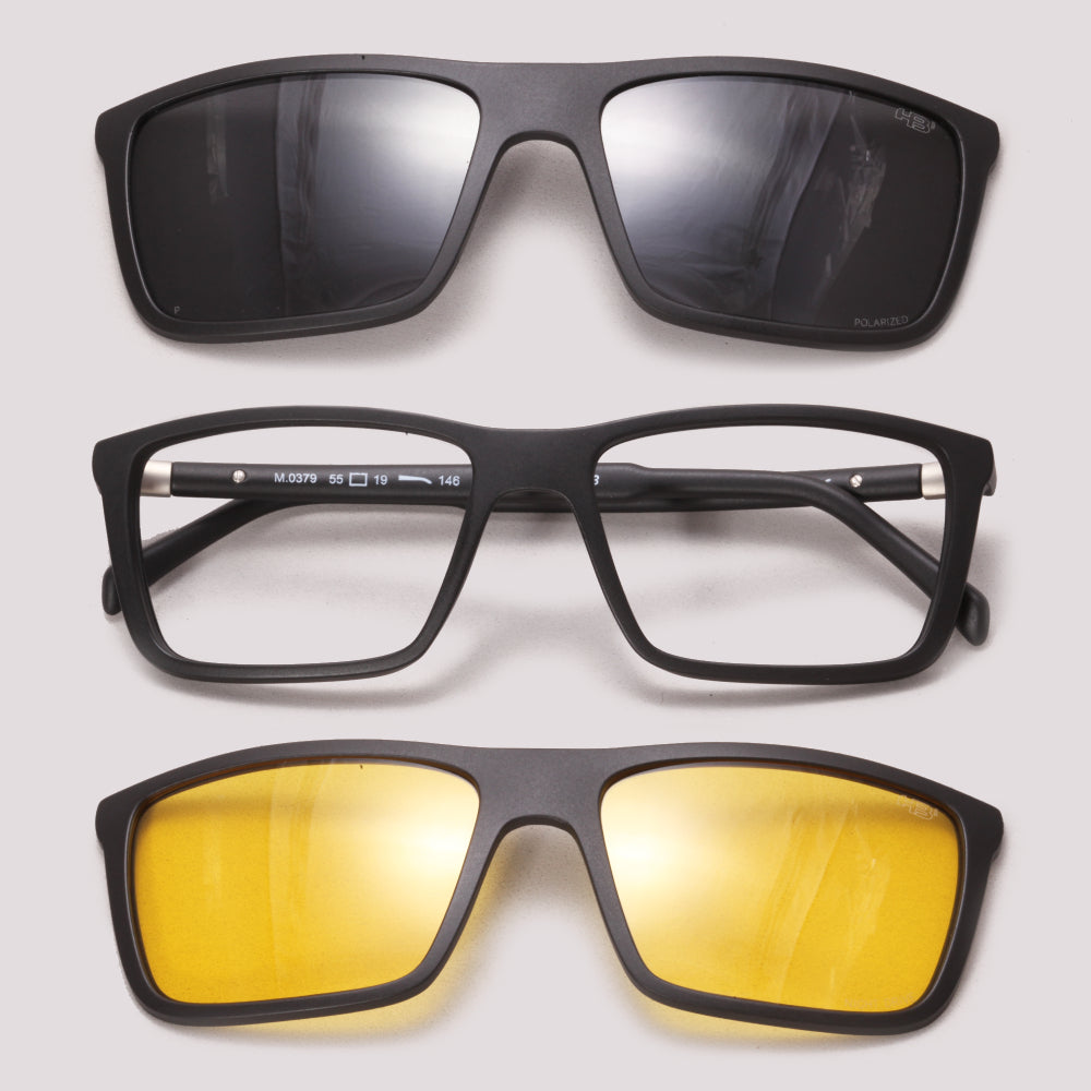 HB Swtich 0379 Clip on Preto Fosco Preto + Night Drive - Grau - 55 mm