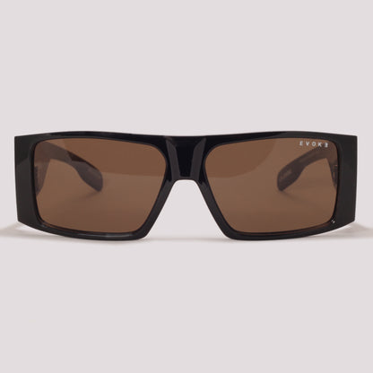 Evoke New Bomber BRA12B Preto Brilho e Marrom Amadeirado Marrom - Sol - 58 mm