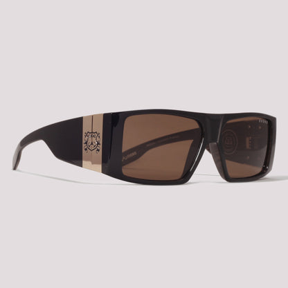 Evoke New Bomber BRA12B Preto Brilho e Marrom Amadeirado Marrom - Sol - 58 mm