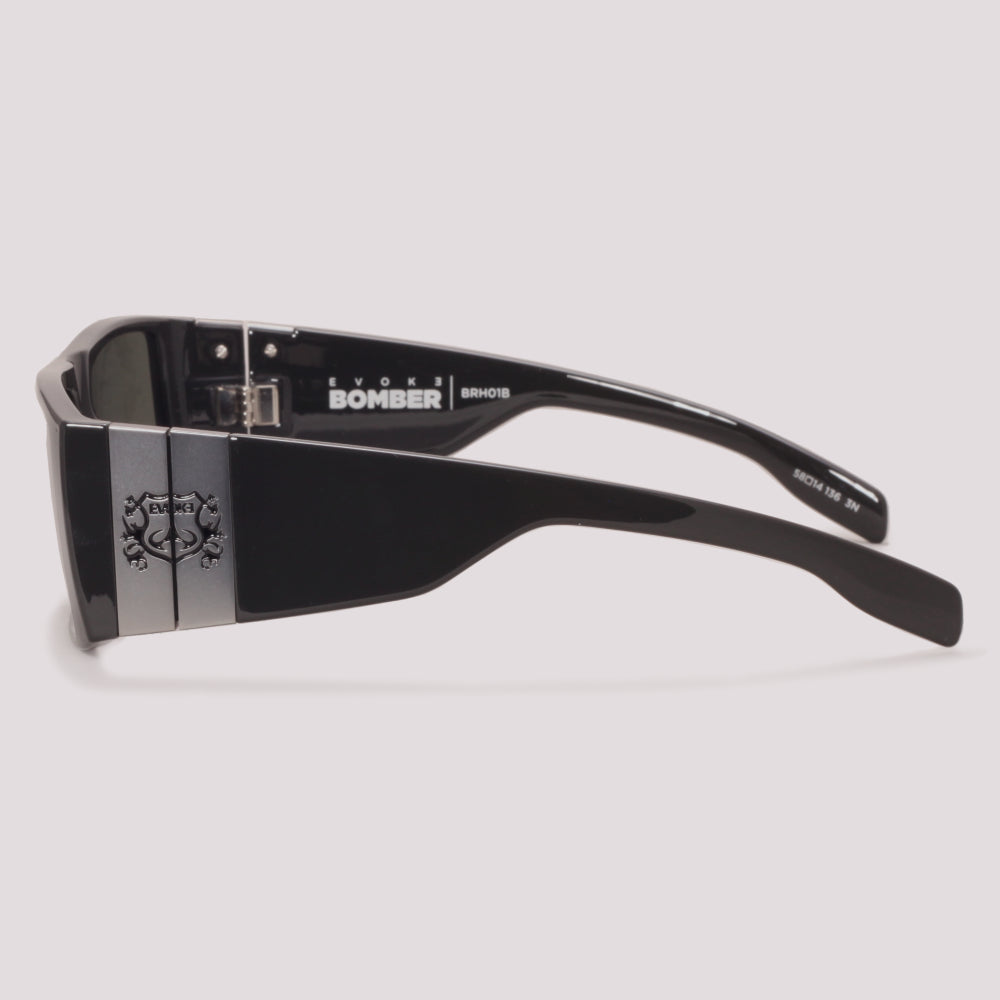 Evoke New Bomber BRH01B Preto Brilho Verde Total -Sol - 58 mm