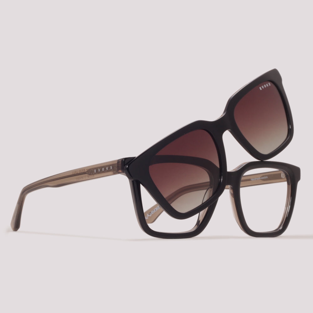 Evoke Clip on Square II G01 Marrom Translúcido Marrom Degradê - Grau - 52 mm