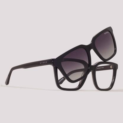 Evoke Clip on Square II H01 Cinza Brilho Translúcido  - Grau - 52 mm