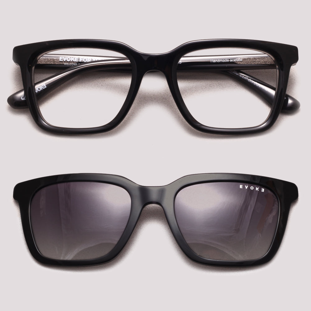 Evoke Clip on Square II H01 Cinza Brilho Translúcido  - Grau - 52 mm