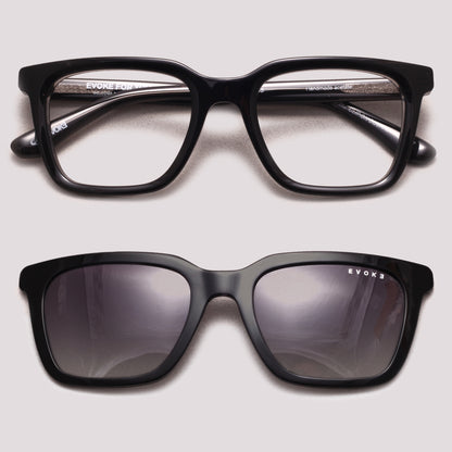 Evoke Clip on Square II H01 Cinza Brilho Translúcido  - Grau - 52 mm