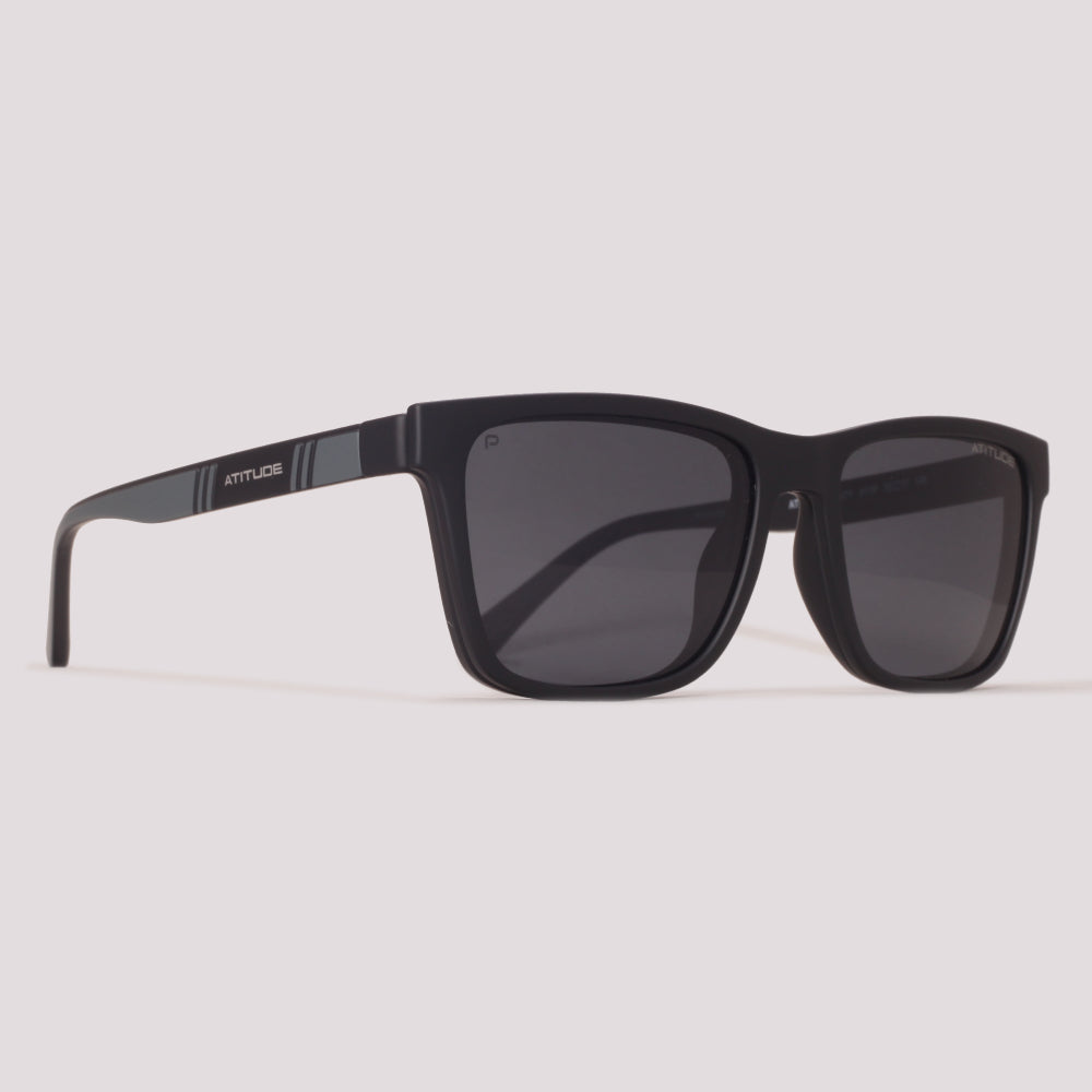 Atitude Attach Varsity Clip on A11P Preto Fosco Preto Polarizado - Grau - 53 mm