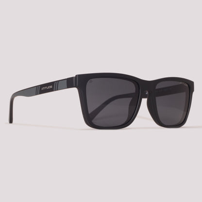 Atitude Attach Varsity Clip on A11P Preto Fosco Preto Polarizado - Grau - 53 mm