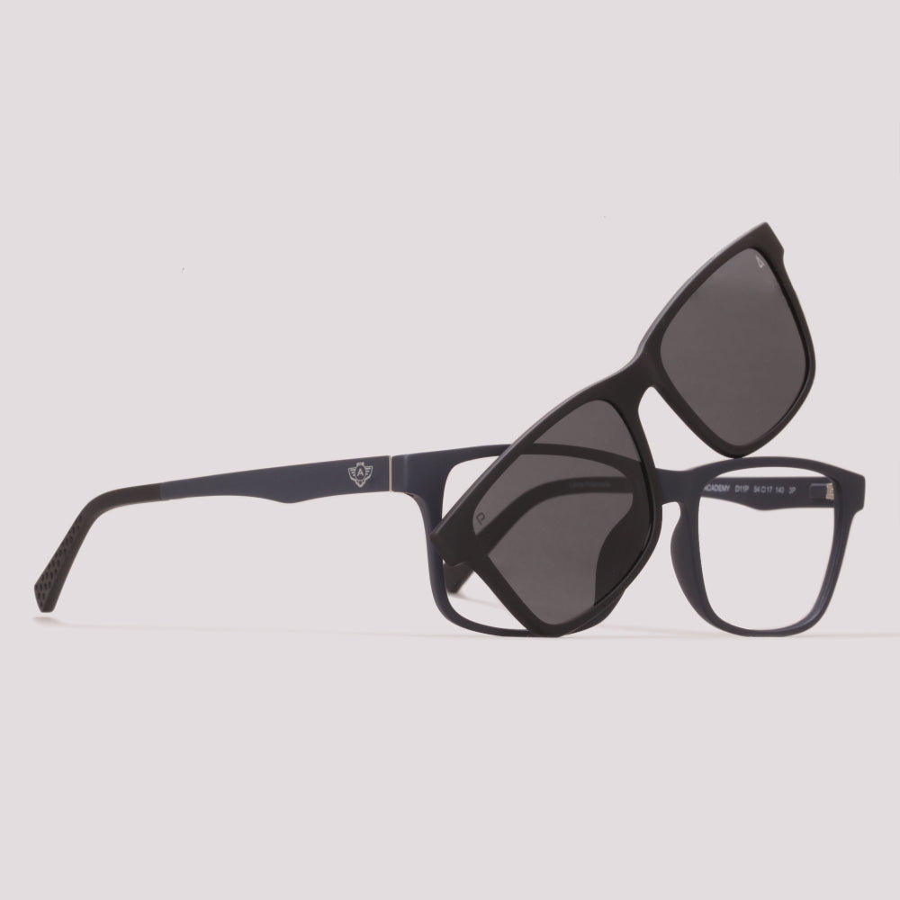 Atitude Attach Academy Clip on D11P Azul Fosco Preto Polarizado - Grau - 54 mm