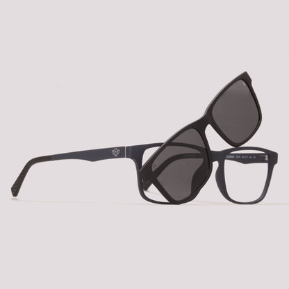 Atitude Attach Academy Clip on D11P Azul Fosco Preto Polarizado - Grau - 54 mm