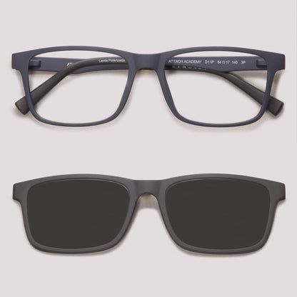 Atitude Attach Academy Clip on D11P Azul Fosco Preto Polarizado - Grau - 54 mm