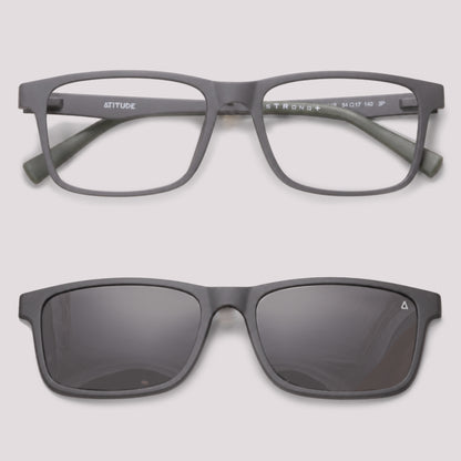 Atitude Attach Academy Clip on H11P Cinza Fosco Preto Polarizado - 54 mm