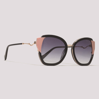 Hickmann Camelia 7 A01 Preto Brilho e Rosa Preto Degradê - Sol - 53 mm