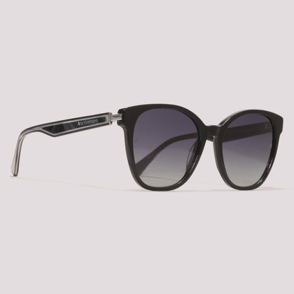 Ana Hickmann Nina 9 A02P Preto e Prata Brilho Preto Polarizado - Sol - 54 mm