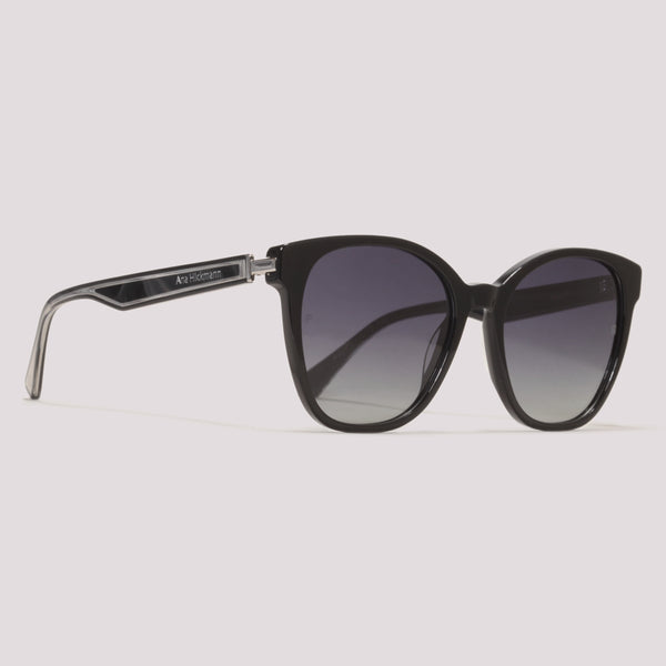 Ana Hickmann Nina 9 A02P Preto e Prata Brilho Preto Polarizado - Sol - 54 mm