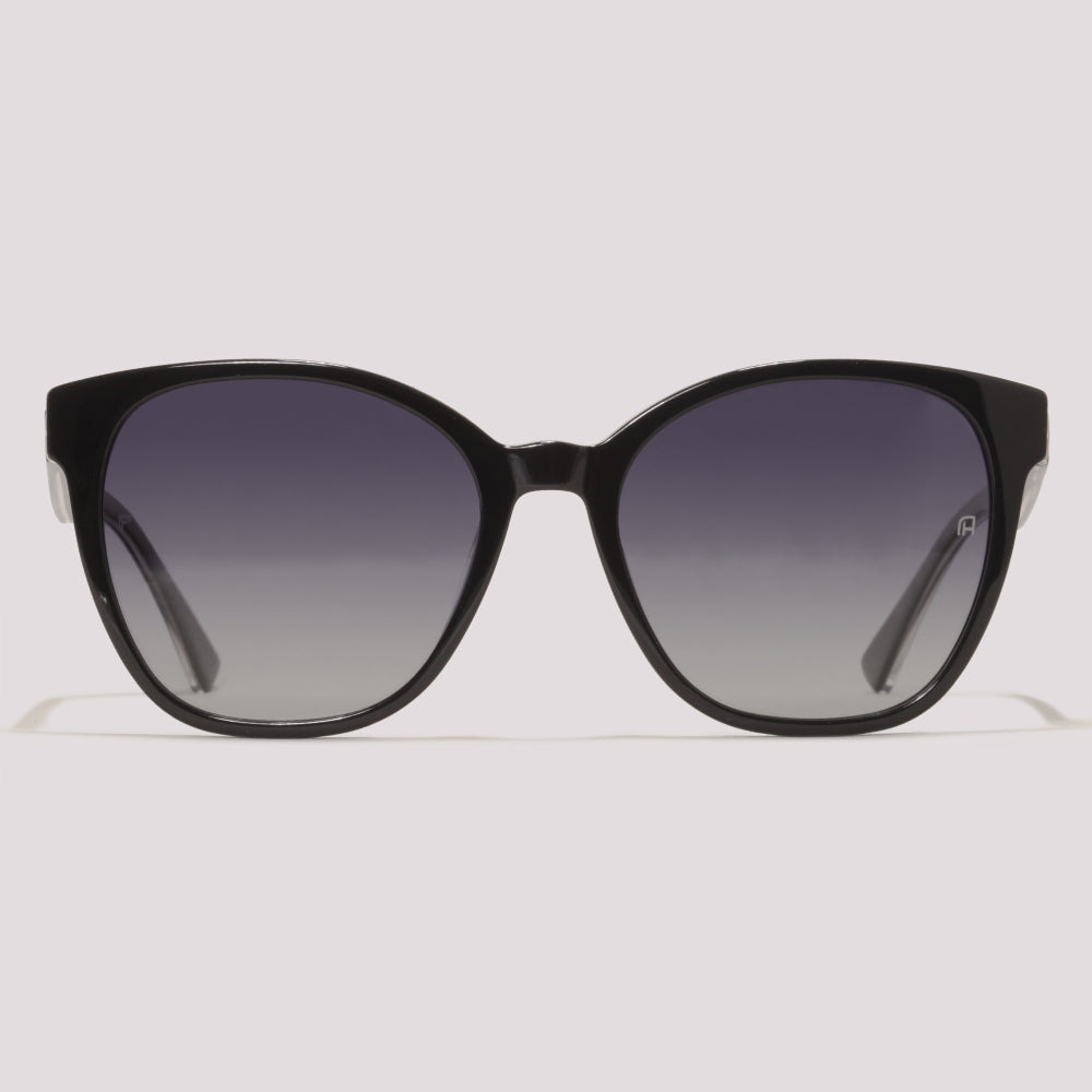 Ana Hickmann Nina 9 A02P Preto e Prata Brilho Preto Polarizado - Sol - 54 mm